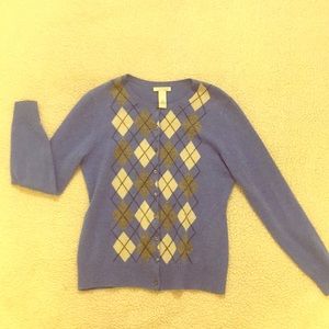 Blue gray plaid sweater